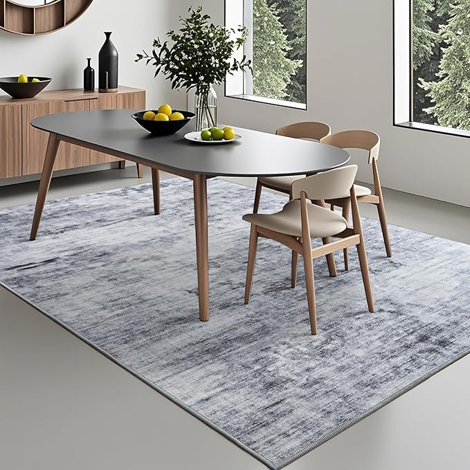 Toneed Abstract Area Rug Modern Washable Rug Soft Non Slip Rug Low Pile - Image 2