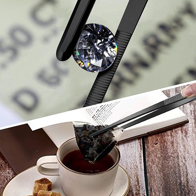 Yaomiao 4 Packs 10 Inch Bar Tweezers Black Cocktail Tongs Long Garnish Tweezers - Image 4