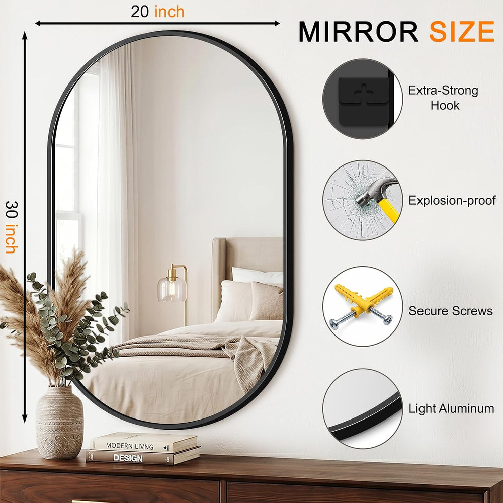 Oval Bathroom Mirror, 2 Pack 20"x30" Black Vanity Mirror for Over Sink