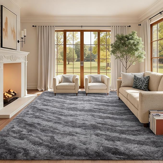 Area Rugs for Living Room, Tie-Dyed 6x9 Feet Soft Fluffy Shagg Plush Rug High - Image 3