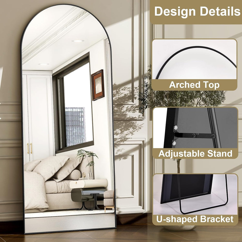 57" x 20" Arched Full Length Mirror - Wall Mounted/Floor Mirror Alu...