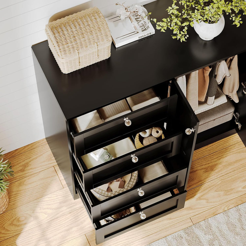 VOWNER 43''H Armoire Wardrobe Closet with 4 Drawers and 2 Doors