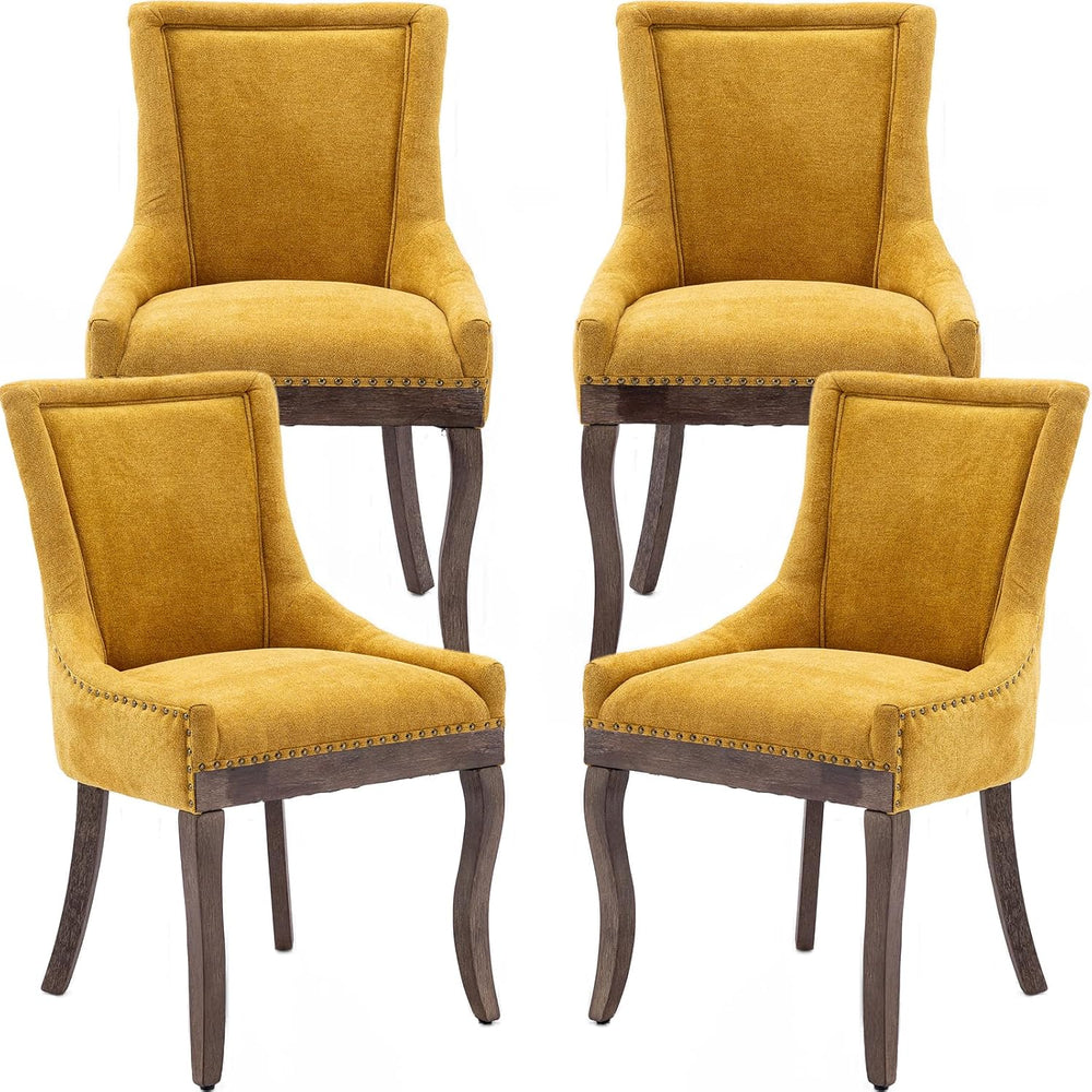 Gold Dining Chairs Set of 4, Kitchen & Dining Room Chairs, Fabric Upholst...