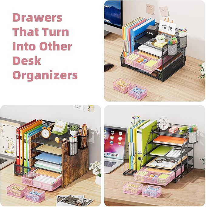 Marbrasse 3 Packs Desk Drawer Organizers, Metal Mesh Dividers - Image 6