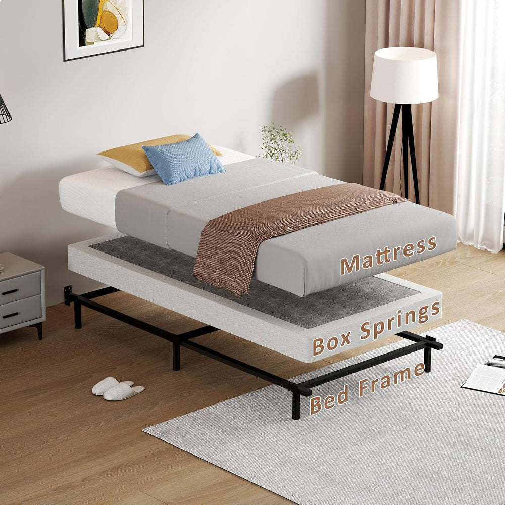 SHOANED Twin Size Box Springs - 5 Inch Low Profile Mattress Foundation No Noi...