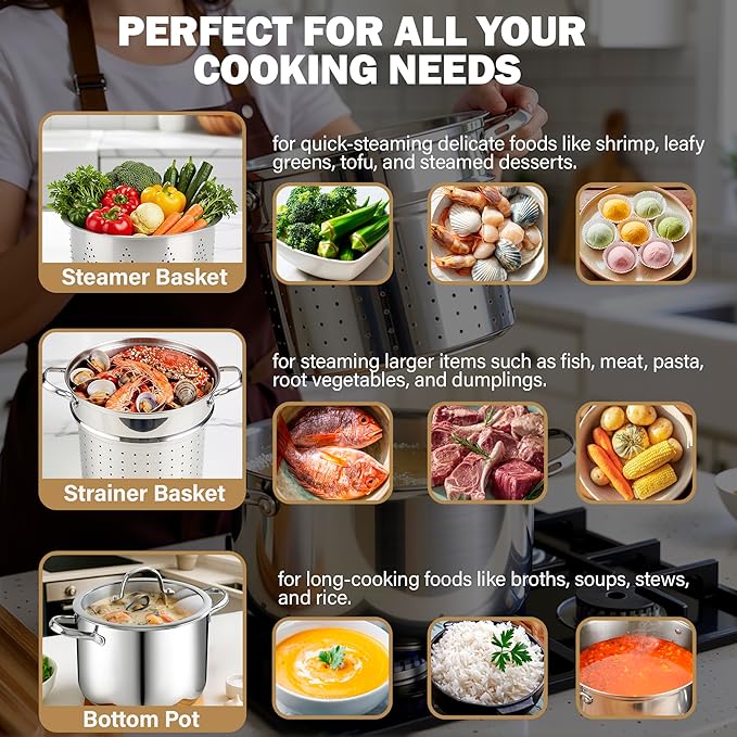 Cooks Standard Pasta Pot with Strainer Basket, 18/10 Stainless Steel 8 Quarts - Image 5