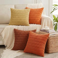 Fancy Homi Set of 4 Burnt Orange Fall Boho Decorative Throw Pillow Covers 24x24 by Fancy+Homi