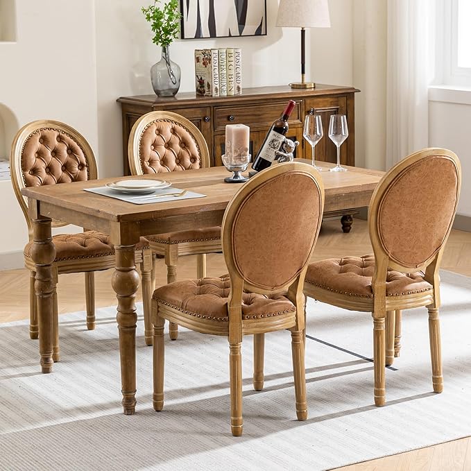French Country Dining Chairs Set of 4, Caramel Kitchen & Dining Room Chai...