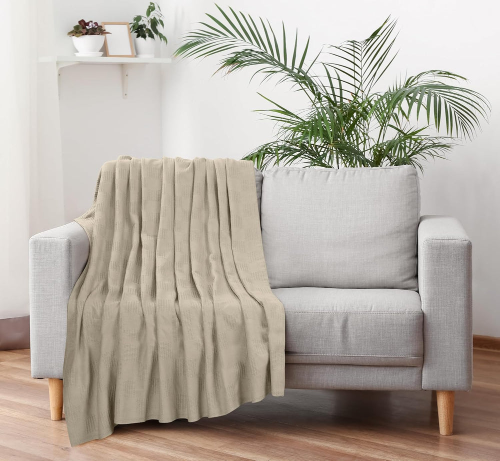 Utopia Bedding 100% Cotton Thermal Blanket Khaki King, 90x108 Inches