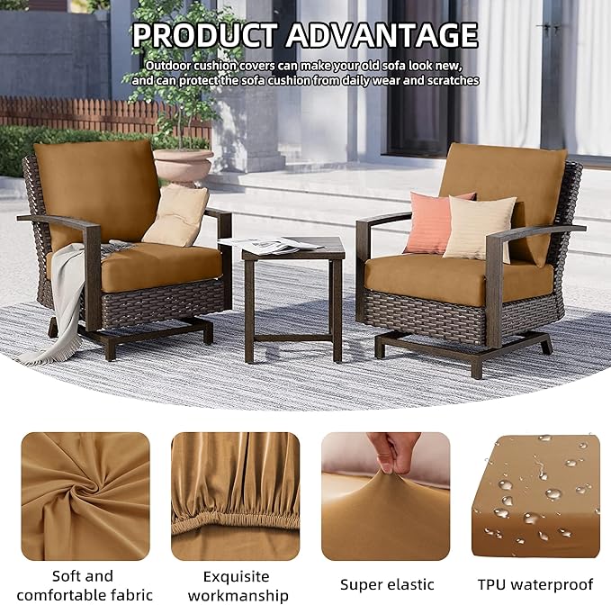 14Pcs Outdoor Cushion Covers, Patio Cushion Covers, Stretch Elastic Slipcovers - Image 3
