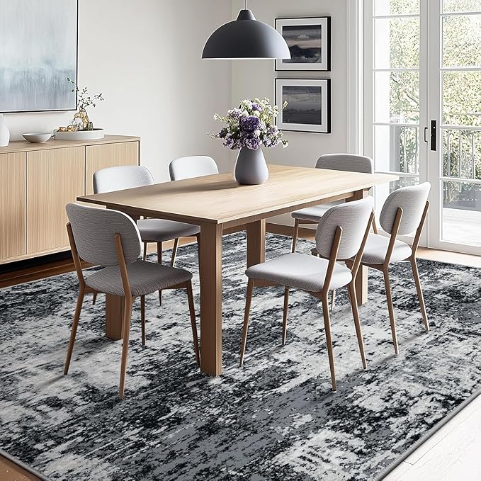 Washable Area Rugs 10'x14' Non-Slip Modern Abstract Soft - Image 3