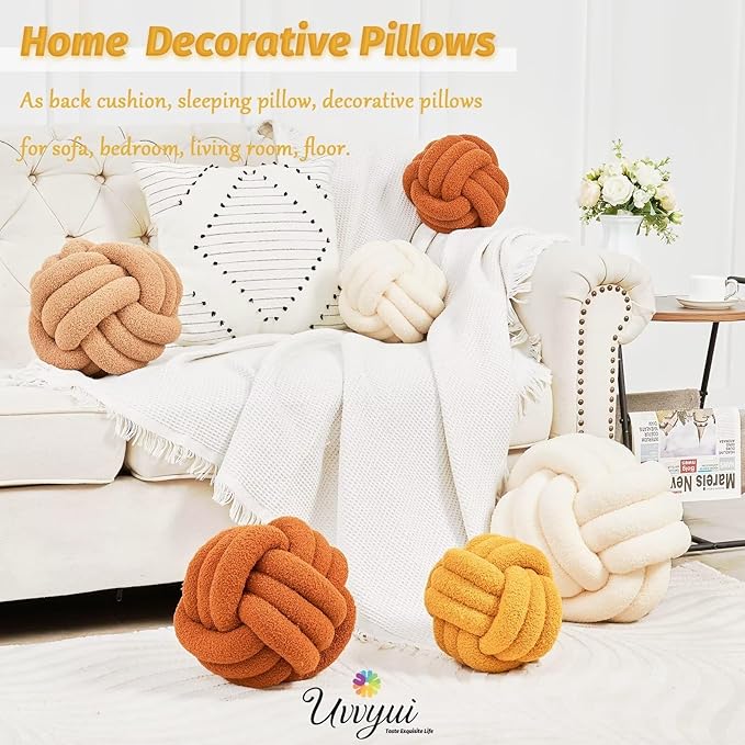 Uvvyui Knot Pillow Ball, Soft Home Decorative Pillows, Round Throw Pillow - Image 5