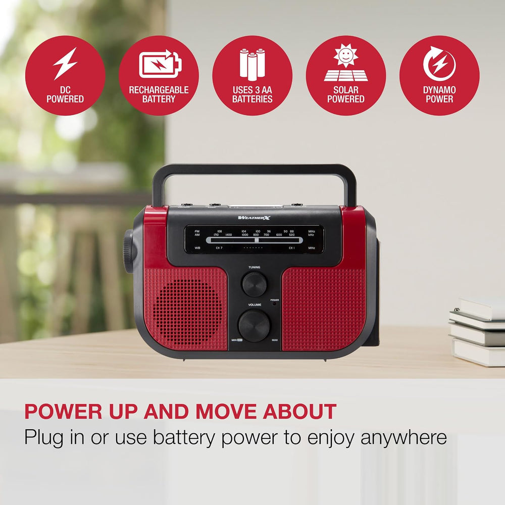 Weatherband AM/FM Radio with Flashlight, Lantern, and Phone Charger, WR383R