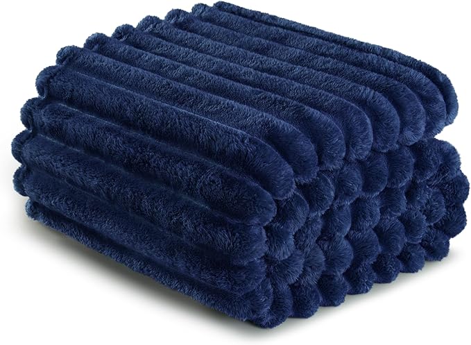 Exclusivo Mezcla King Size Flannel Fleece Blanket, Super Soft Striped Jacquard - Image 6