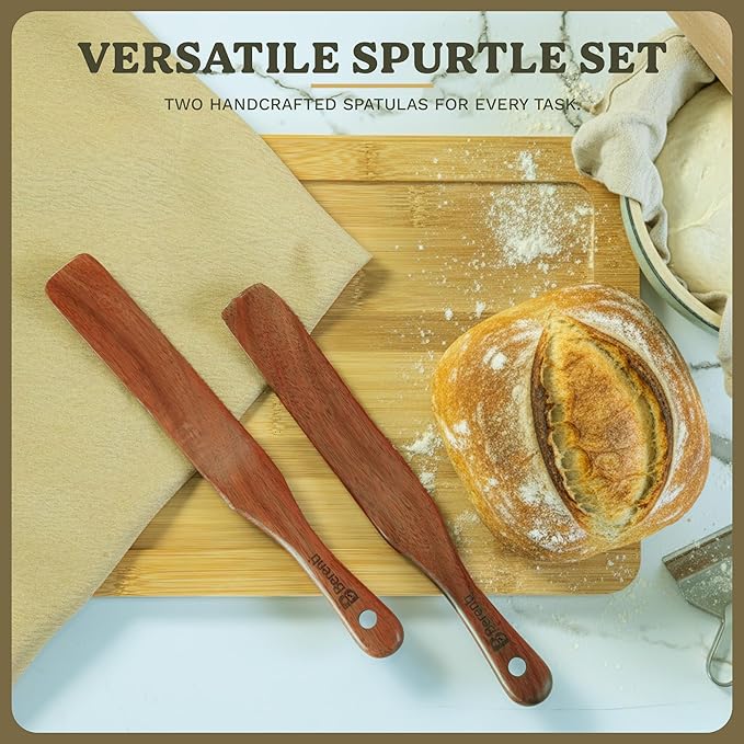 2Pcs Wooden Skinny Spurtle Set for Jars, Premium Natural Acacia Wood Tool for - Image 8