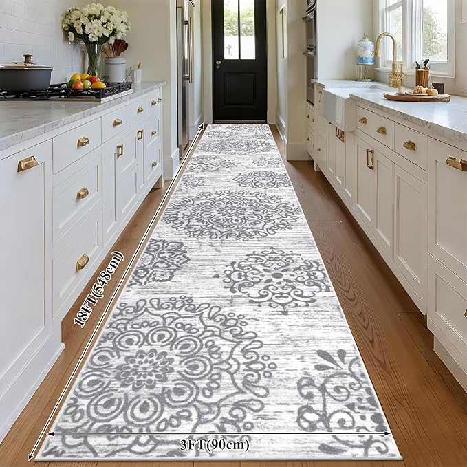 HEBE Hallway Runner Rug 3'x18' Washable Vintage Distressed Area Rugs Non Slip - Image 2