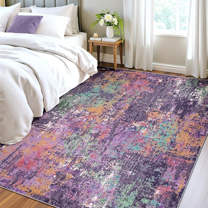 Washable Area Rugs 4'x6' Non-Slip Modern Abstract Soft