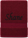Liberty21 Monogrammed Personalized Bath Towel. Custom Embroidered Towel. (Red Wine)