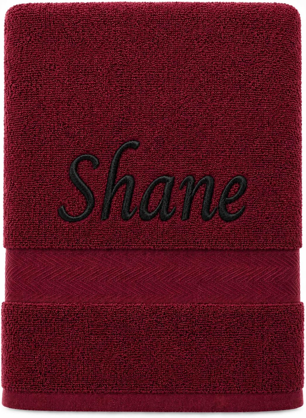 Liberty21 Monogrammed Personalized Bath Towel. Custom Embroidered Towel. (Red Wine)