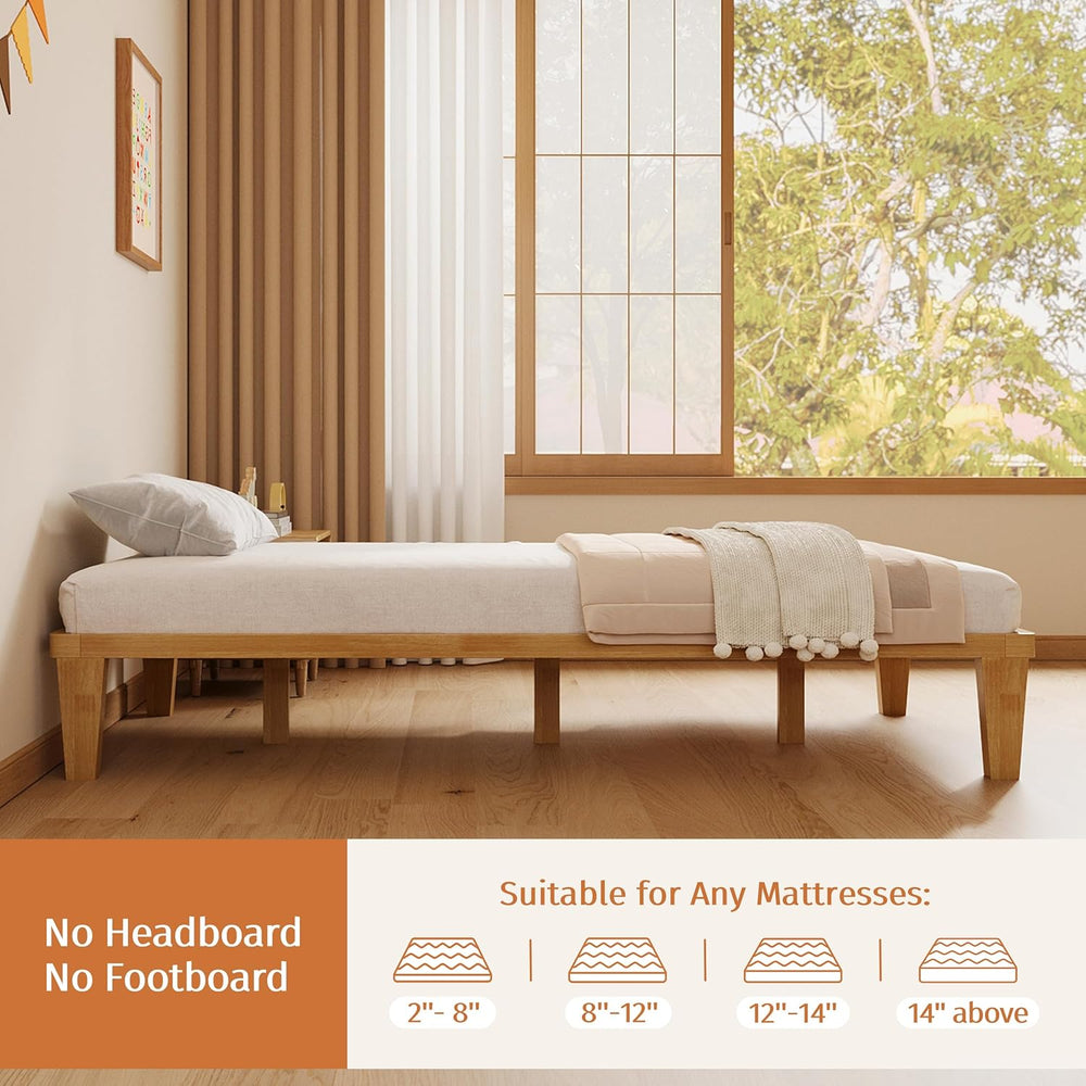 IOTXY Twin-XL Platform Bed Frame - 12" Solid Wood Mattress Foundation Base