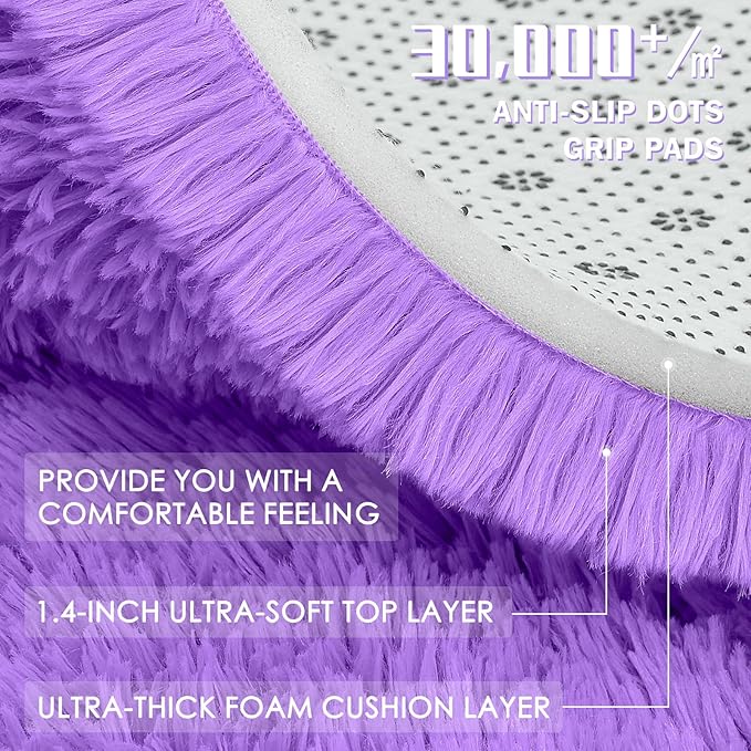 OLANLY 3x5 Machine Washable Small Bedside Rug, Soft Fluffy Shaggy Rugs - Image 9
