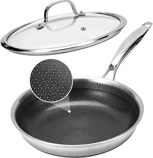 12 Inch Tri-Ply Stainless Steel Hybrid Frying Pan by Cookingmorerejoicingmore