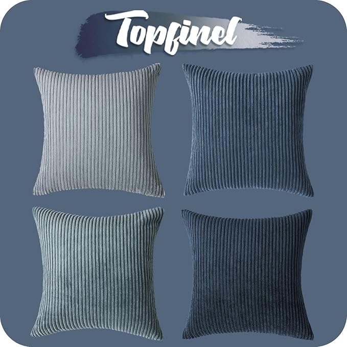 Topfinel Decorative Throw Pillow Covers Dusty Blue Navy Series 18x18 Inch Set - Image 7