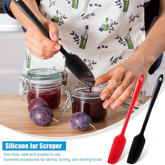 Patelai 2 Pieces Silicone Jar Spatula Long Handle Non-stick Rubber Scraper Heat - Image 4