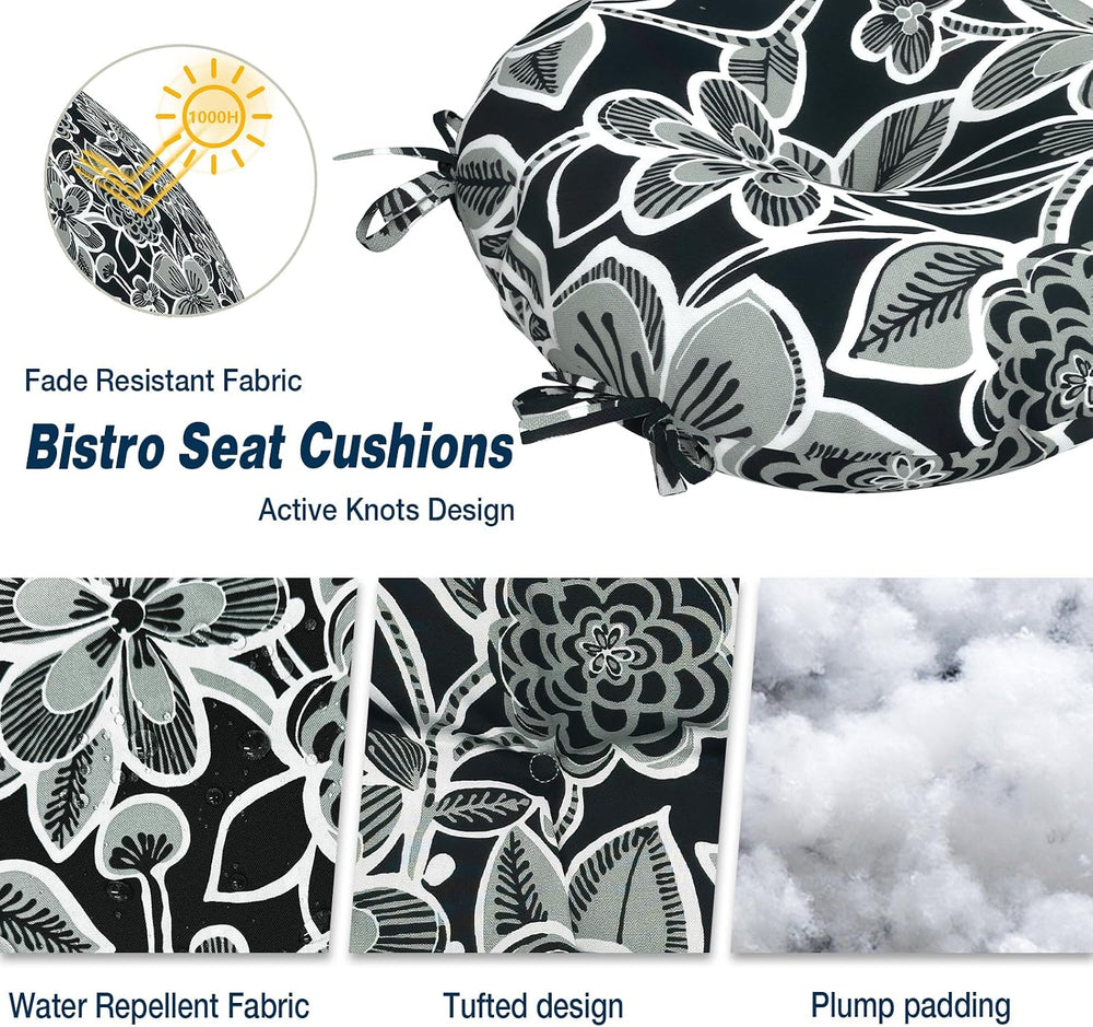 Outdoor Bistro Chair Cushions, Water Repellent Furniture Chair Pads Set of 2,...