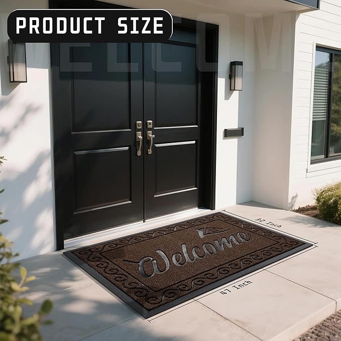 Yimobra Welcome Mat Outdoor Indoor, Waterproof Heavy Duty Front Door Mat - Image 3