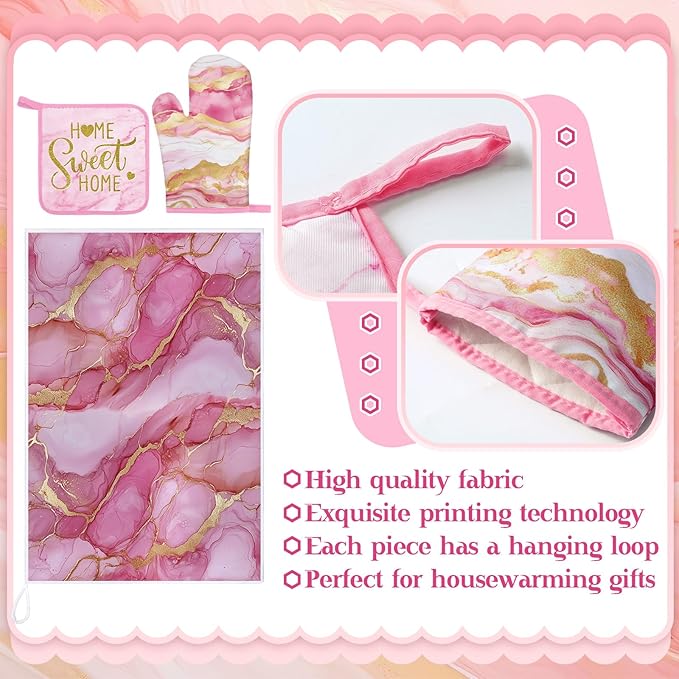 Leinuosen 8 Pcs Kitchen Towels and Dishcloths Sets Oven Mitts and Pot Holders - Image 5