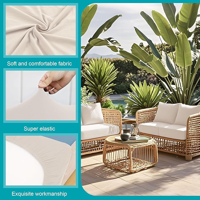 14 Pcs Stretch Patio Cushion Covers, Outdoor Couch Covers Replacement, Outdoor - Image 3