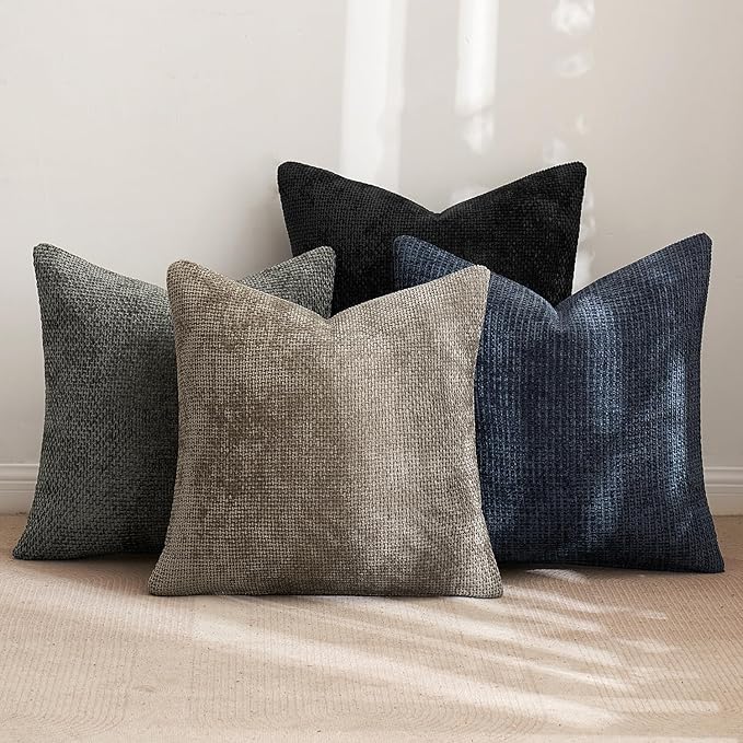 MIULEE Pack of 4 Couch Throw Pillow Covers 20x20 Inch Neutral Navy/Grey Soft - Image 4