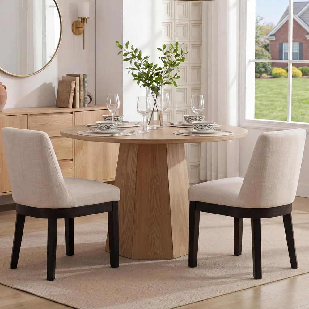 Modern Dining Chairs Set of 2 Comfortable Dining Room Chairs with Back, Linen...
