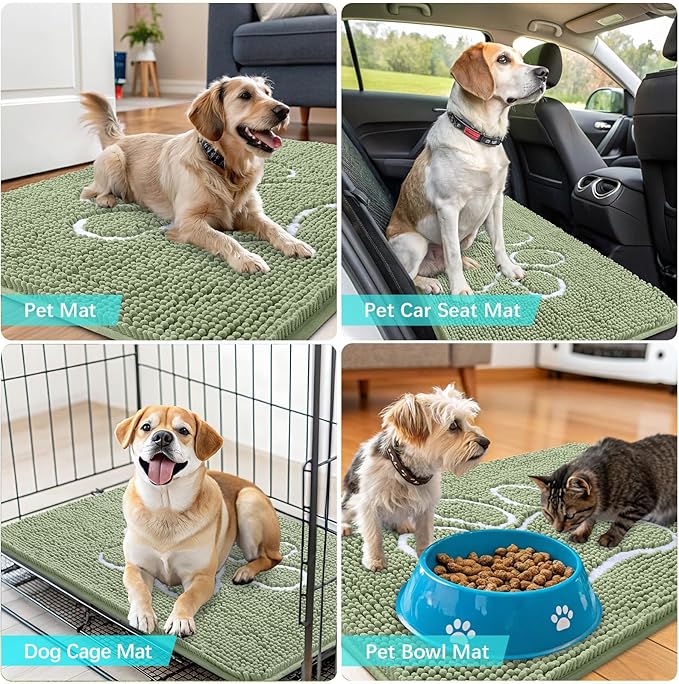 OLANLY Dog Door Mat for Muddy Paws 24x16, Paw Print Design, Absorbs Moisture - Image 7