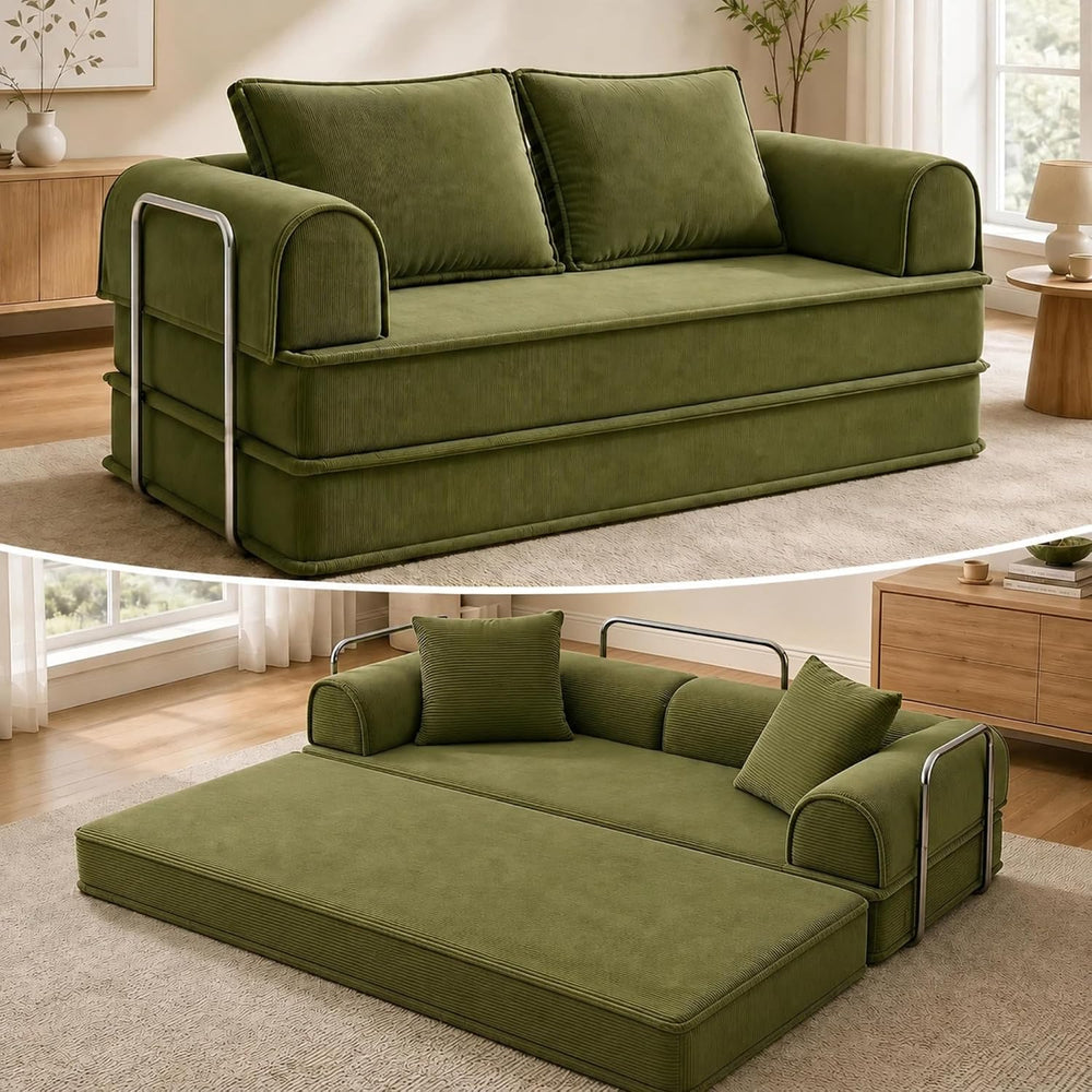 79" Futon Sofa Bed, Daybed Couch with Fixed-Shape Frame, 4-in-1 Boneless...