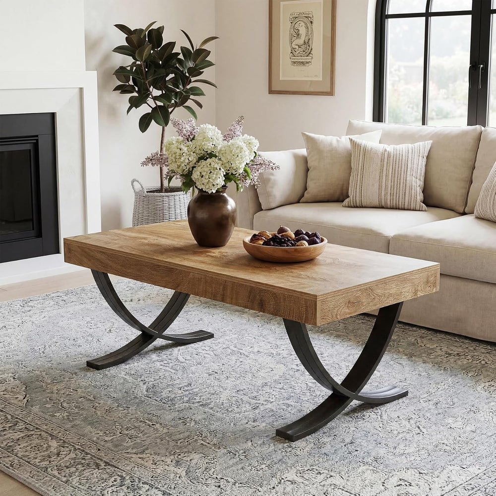 LITTLE TREE 47” Coffee Table, Rectangle Center Table for Living Room, Industr...