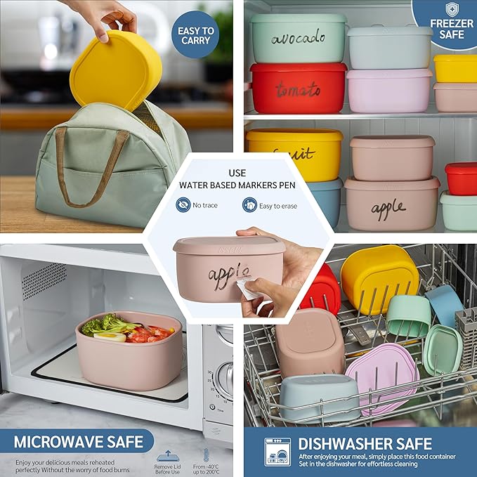 ISSEVE 12Pcs/Set Nesting Silicone Food Storage Containers - Image 6