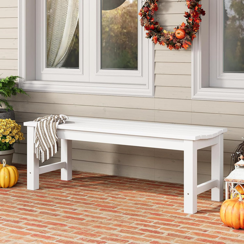Outdoor Bench, 2-Person Patio Backless Bench Holds up to 800lbs, Weatherproof...