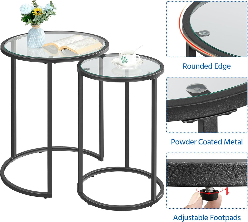 Yaheetech Round Nesting End Table Set of 2,Stacking Side Tables,Coffee Tables...