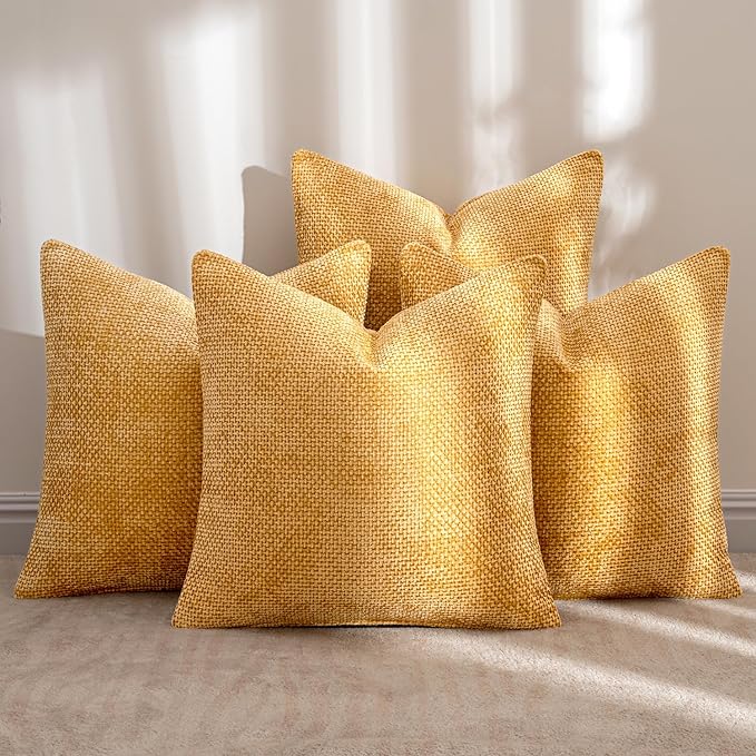 MIULEE Pack of 4 Couch Throw Pillow Covers 20x20 Inch Gold Soft Decorative - Image 2