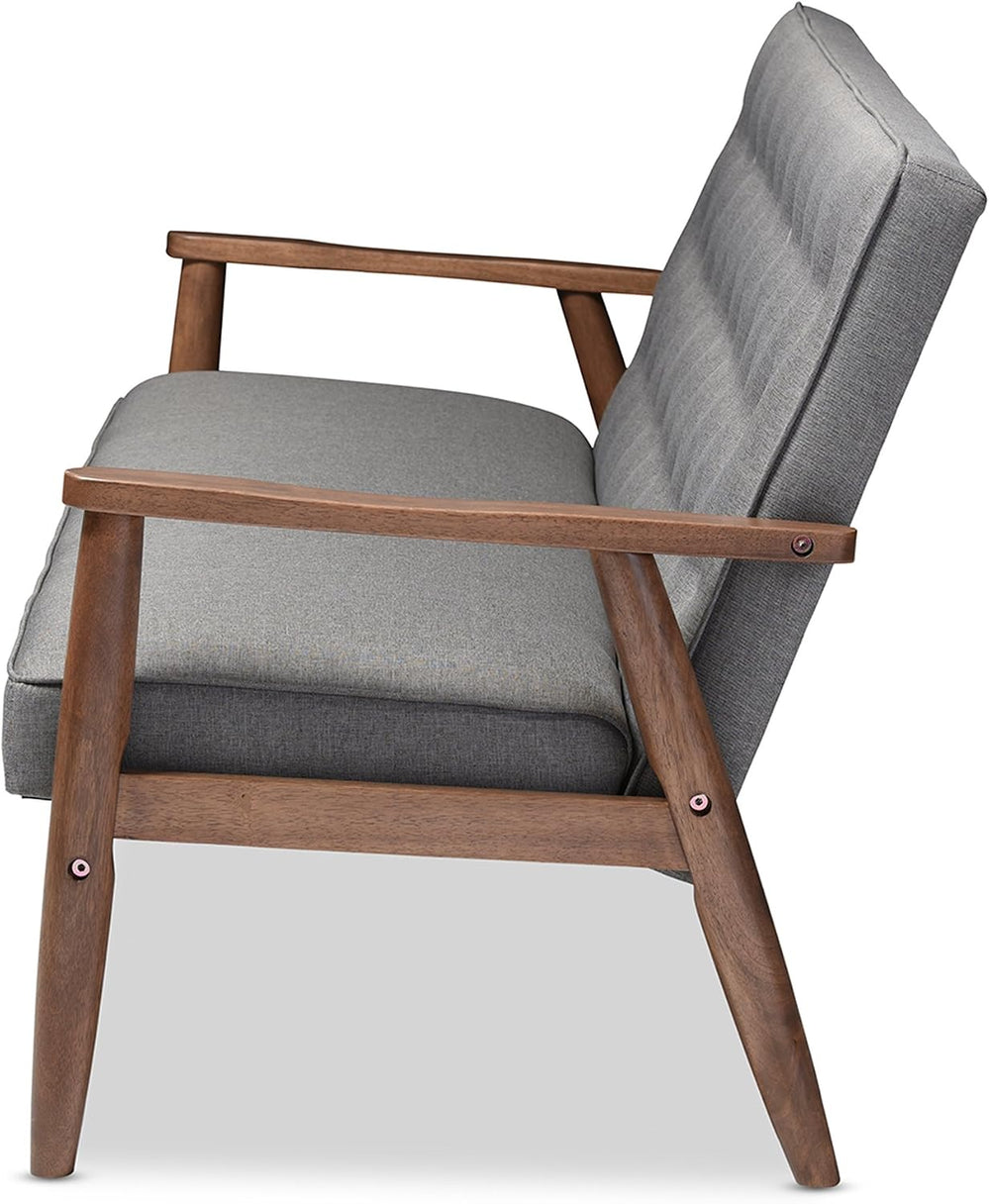Baxton Studio Sorrento Mid-Century Retro Modern Fabric Upholstered Wooden 3-S...
