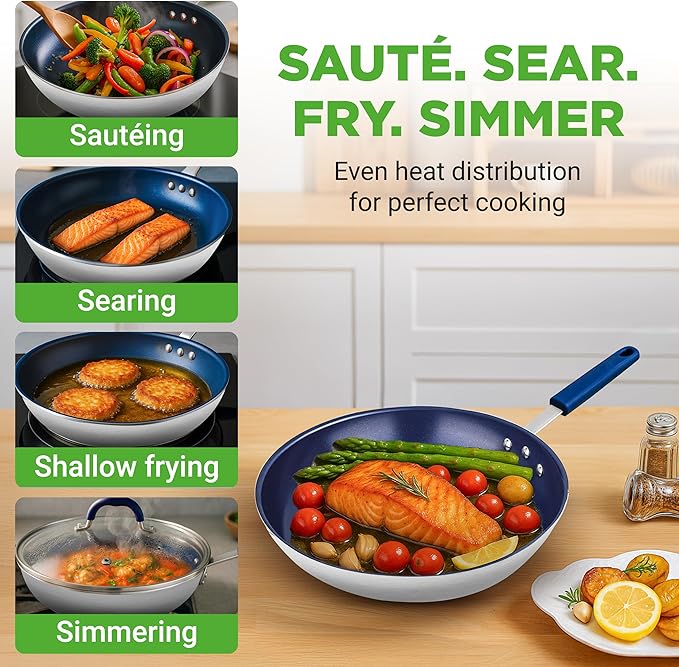 NutriChef 8" Fry Pan With Lid