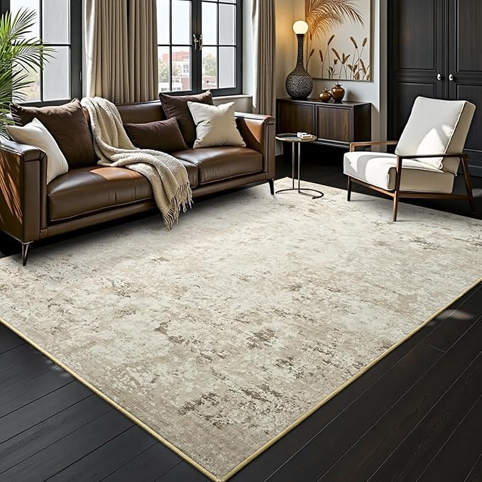 Toneed Abstract Area Rug Modern Washable Rug Soft Non Slip Rug Low Pile by Toneed