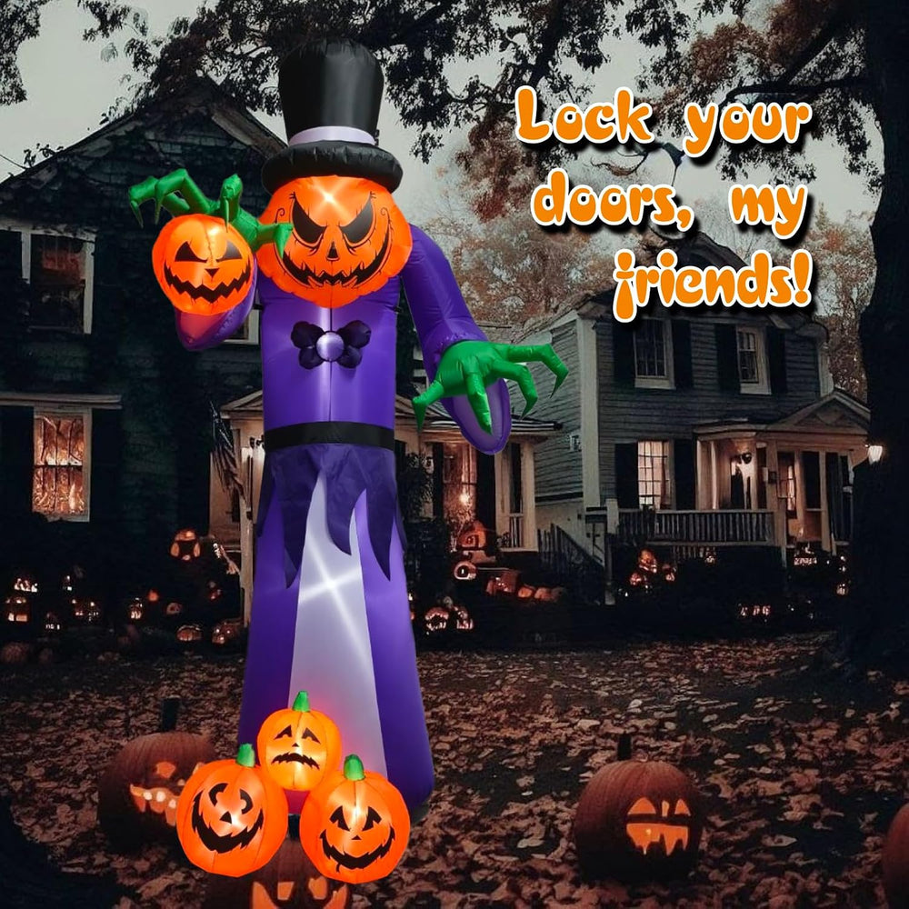 11FT Giant Halloween Inflatable Pumpkin Grim Reaper with LEDs