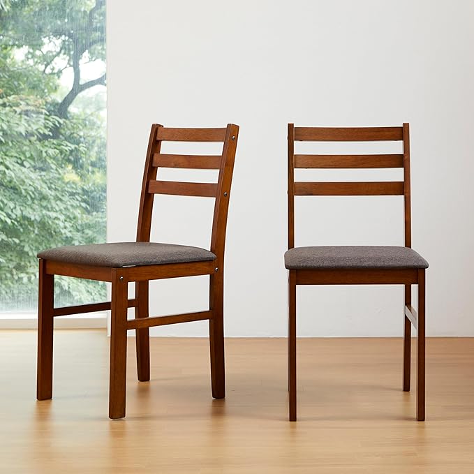 Livinia Seattle Modern Farmhouse Kitchen Dining Room Chair Set of 2, Solid Wo...