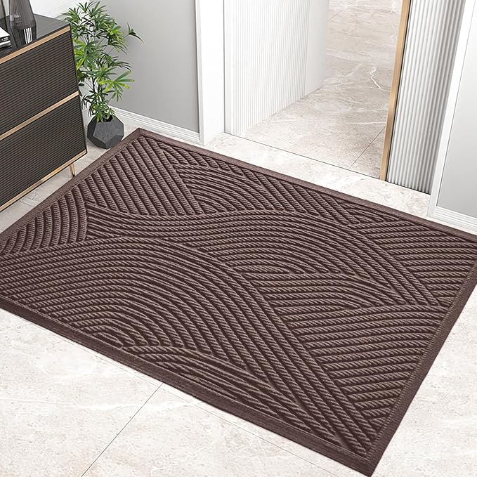 HIYARD Sturdy Front Door Mat, Absorbent Muddy Dirt Resist Welcome Door Mats by HIYARD
