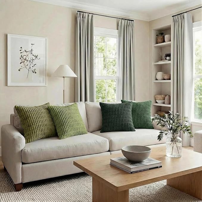 Fancy Homi Set of 4 Green Boho Decorative Throw Pillow Covers 18x18 Inch - Image 6