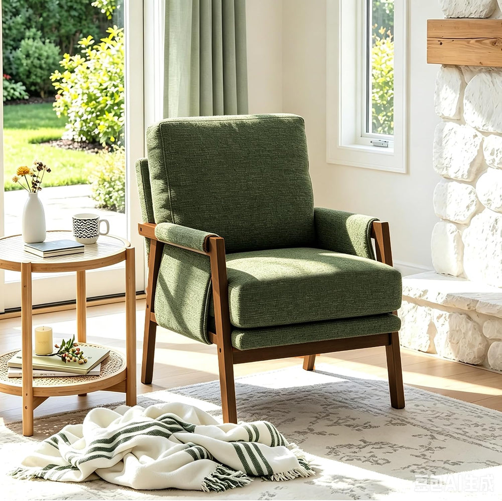 RNKSFX Green Accent Chair for Bedroom & Living Room, Mid Century Modern A...
