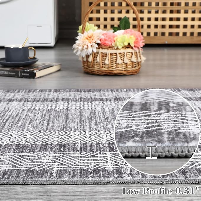 GarveeHome Modern Geometric Area Rug 4x6 Distressed Bordered Washable Non Slip - Image 5